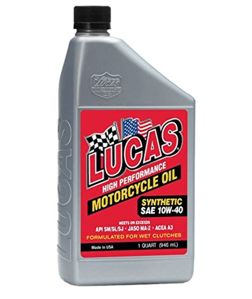 Synthetic 10W-40 Motorcycle Oil Lucas Oil Case of 6 10793-6
