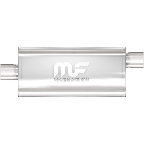 MagnaFlow Muffler Performance 12286: 2.5"/2.5" Inlet/Outlet, 5x8x24" Oval, Stainless Steel, Satin Finish
