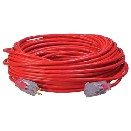 SJTW 100ft 14/3 Outdoor Ext Cord W/ Lighted End (Red)