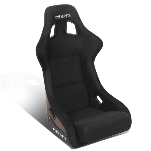 NRG Innovations Fixed Back NRG-RSC-302CF-RD Bucket Racing Seat with Universal Side Mount Bracket,Red Carbon Fiber Back, Black/Red