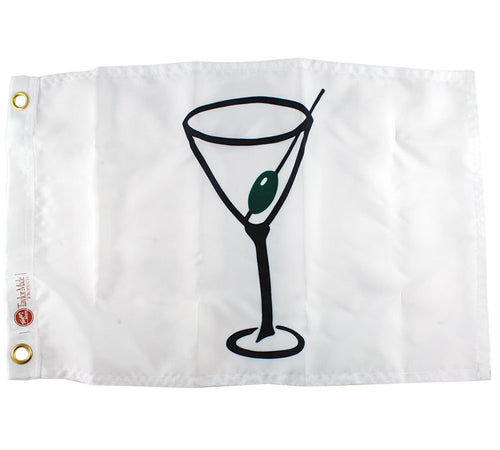 Taylor Made Cocktail Novelty Boat Flag, 12" x 18" 200-Denier Water-Repellent Nylon, Screen-Printed Fabric, Decorative for Marine, Boating, Marina, Dock Decor, Sewn-in Brass Grommets - 9118