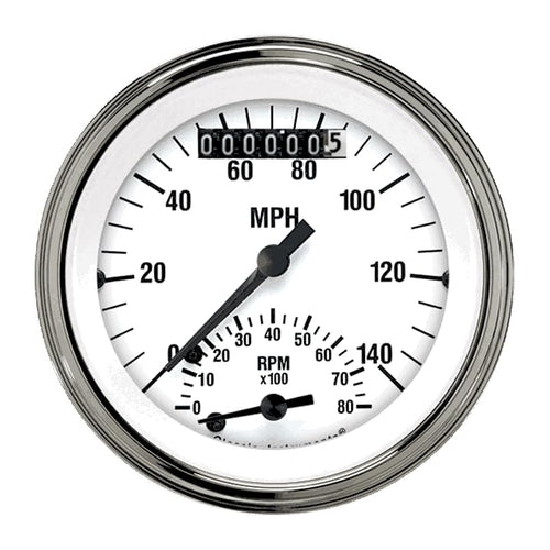 Ultimate Speedometer Classic Instruments WH20SLF with Built-in Tach White Hot 3 3/8""