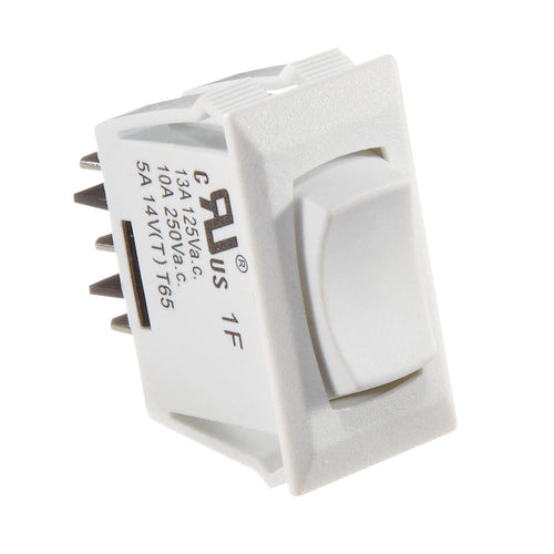 Rocker Switch RV Designer S345, 10 Amp, Momentary On/Off/Momentary On, SPDT, White, DC Electric