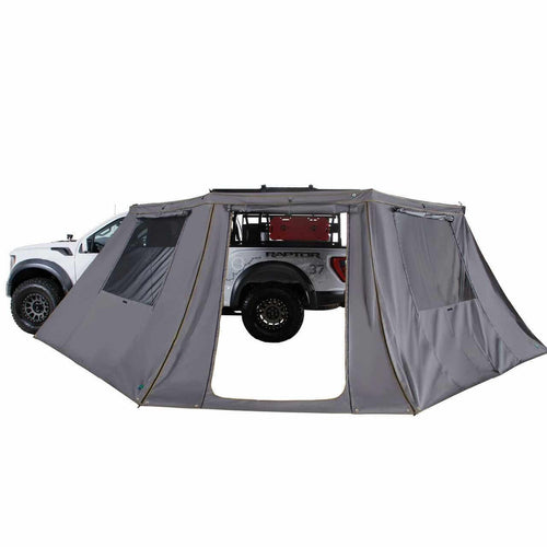 Overland Vehicle Systems Nomadic 180 LTE HD Awning Wall with Windows and Door fits OVS 180 LTE Awning (Sold Separately) | 280G Poly Cotton Ripstop Material | Stakes & Tension Straps Included