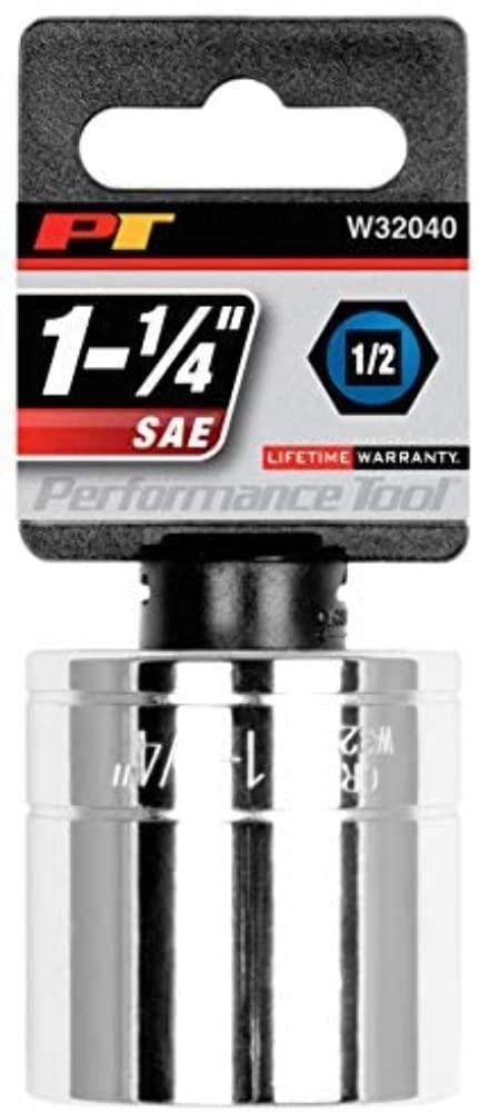 W32040 Performance Tool 1/2-Inch Drive 6-Point Socket Set with Recessed Edges and Chrome Vanadium Steel Construction