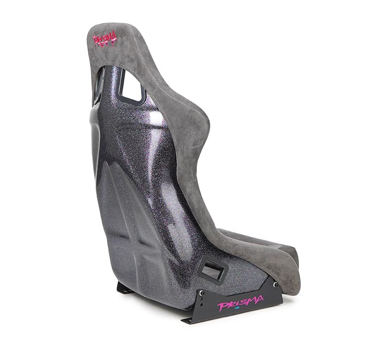 NRG Innovations Universal Fixed Back NRG-FRP-302GM-PRISMA Bucket Racing Seat for 5-Point Harnesses, Size L, Gun Alcantara Material, 24" W X 35" H X 18" D