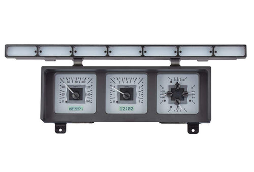 Dakota Digital VHX System Compatible with 1980-86 Ford Pickup-Silver Alloy Style Face w/White Display