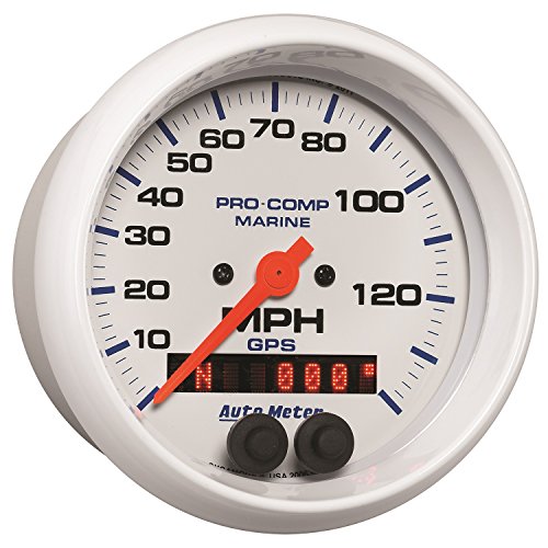 Speedometer AutoMeter Gauge, 3 3/8", 140Mph, GPS, Marine White (200638)