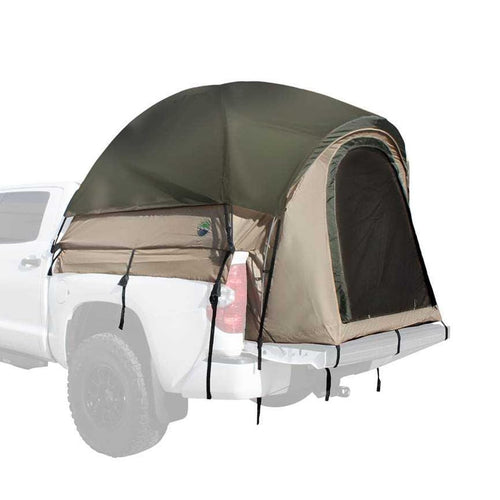 LD TACT Overland Vehicle Systems Truck Bed Tents - Tan Body & Green Rainfly 2-3 Person Tents (Full-Size Truck - 6.5' Bed) - Premium 420D Material - Perimeter Skirt and Reinforced Floor