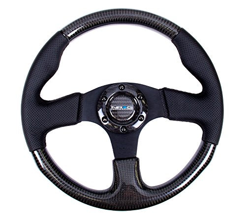 NRG Innovations Carbon Fiber NRG-ST-310CFBS Steering Wheel, 315mm with Black Stitching, Perforated Leather Trim