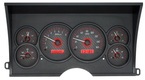 Dakota Digital VHX-88C-PU-C-R 88 - 94 Chevy / GMC Pickup Truck Analog Dash Gauges Carbon Fiber Red
