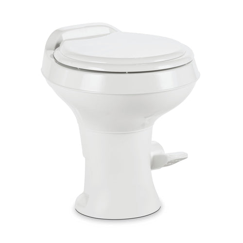 Dometic 301 RV Toilet - Flush Standard Height with Powerful Tripple-Jet - Water-Efficient and Ergonomic Foot Pedal White Flush for RVs, Boats, and Tiny Homes
