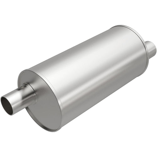 Replacement MagnaFlow Muffler 201-9017: 1.75"/1.75" Inlet/Outlet, Round, Aluminized Steel