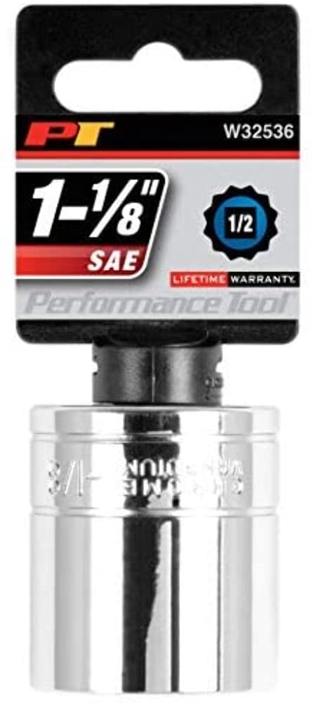 W32536 Performance Tool 1/2 Drive 1-1/8 12Point Socket, 1 Pack