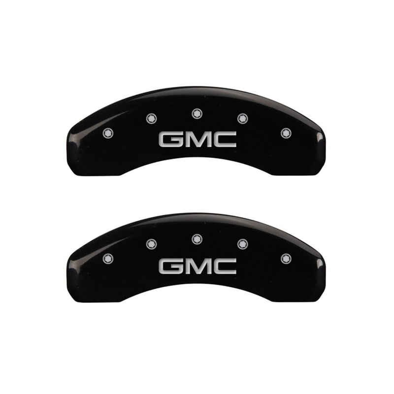 GMC Black Caliper Covers MGP 34208SGMCBK - Engraved Front & Rear44; Set of 4