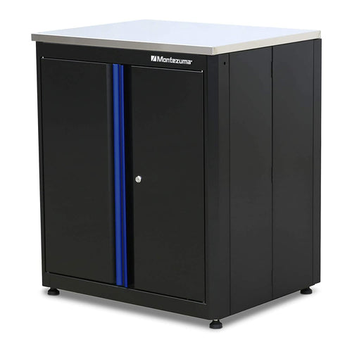 Garage Tool Storage System Montezuma - 30.5 x 24" Locking 2 Door Workbench with Magnetic Latches & Stainless Steel Worktop - BKMG30242BC