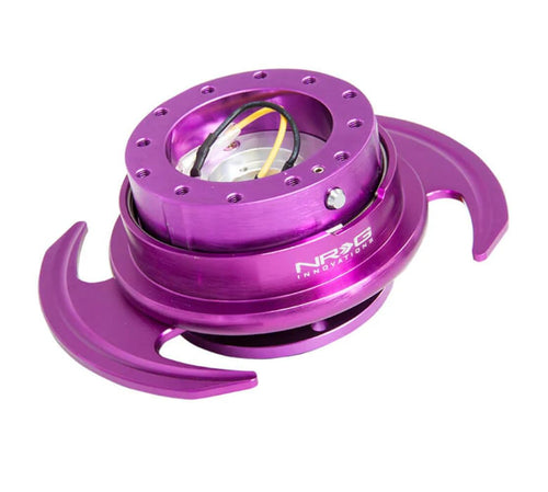 NRG Innovations GEN 3.0 NRG-SRK-650PP Race Steering Wheel Quick Release Hub Adapter, 6-Hole Design & 6x70 and 6x74mm Bolt Patterns, Purple Body/Purple Ring With Handles