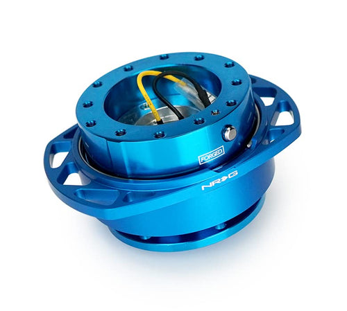 NRG Innovations Gen 2.0 NRG-SRK-257BL-BL Steering Wheel Quick Release Kit Adapter, Blue Body/Blue Cutout Ring 6x70mm & 6x74mm Bolt Pattern