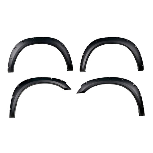 Pocket Style Fender Flares TrailFX TFD3004T for Ram 2500 2011-2018 - Black Textured Paintable Polypropylene, Set of 4 with Stainless and Black Steel Rivets