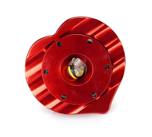 NRG Innovations Steering Wheel NRG-SRK-143RD Quick Release Kit Adapter Red Body/Red Heart Shape Ring Flares, 6x70mm & 6x74mm Bolt Pattern