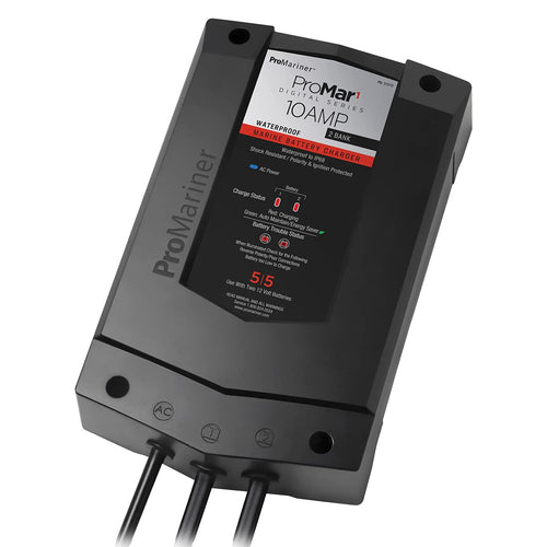 ProMariner Batt Chgr, 12V 10A, ProMar1 DS, 2 Bank