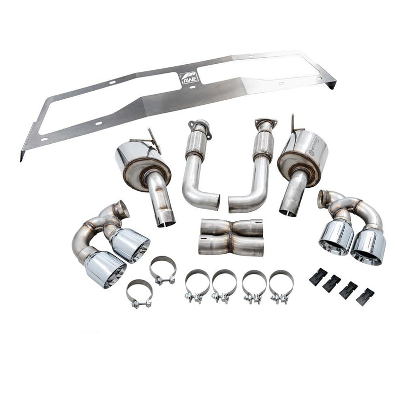 AWE Tuning Cat-Back Track Exhaust, Chrome Tips for 2020-2023 Corvette