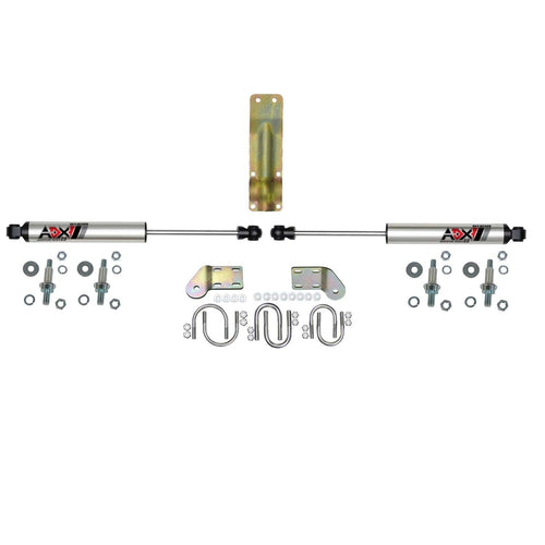 Skyjacker ADX 2.0 Steering Stabilizer, Dual, Brackets/Hardware Included, Aluminum, Polished, Dodge Fullsize Truck 1998-2002, Kit