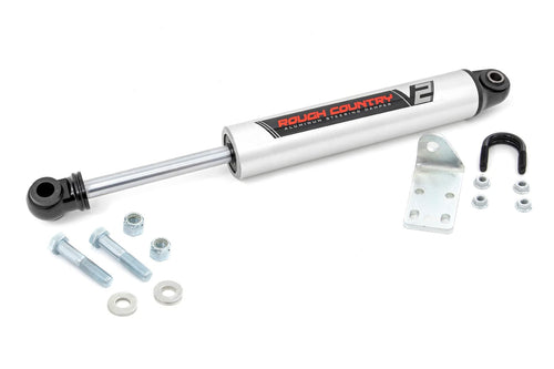 Rough Country V2 Steering Stabilizer for GMC Sierra & Chevy Silverado 1500 (1999-2006 & Classic) with 4-6" Lift - Reduces Bump Steer & Vibration, Improves Control