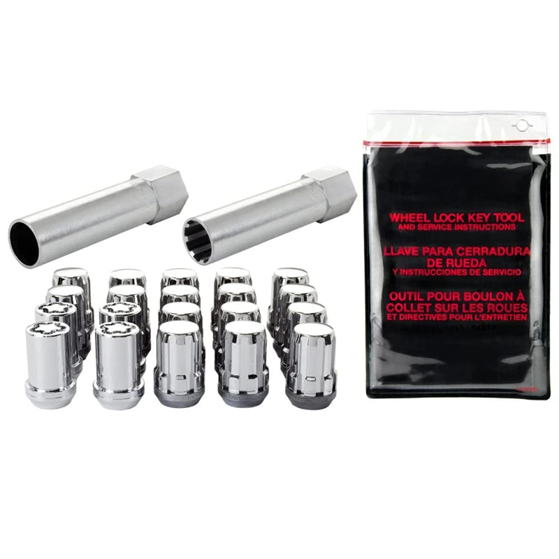 McGard Chrome SplineDrive Wheel Installation Kit (M12 x 1.5 Thread Size) - for 5 Lug Wheels, 16 Lug Nuts / 1 Install Tool / 4 Locks / 1 Key