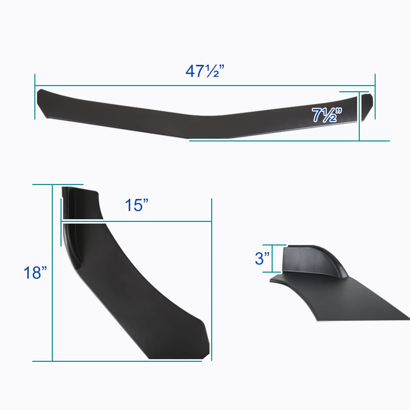 Matte Black Spec-D Tuning Universal Front Bumper Lip Spoiler Splitter Body Kit 3PC