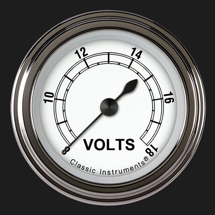 2 1/8" CW130SLF Classic White Voltage Gauge