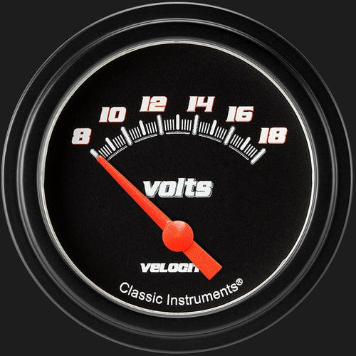 Velocity Black ClaShort Sweepic Instruments VS230BBLF 2 5/8" Volt Gauge Short Sweep