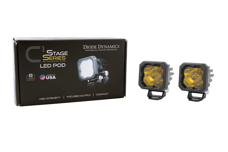 Diode Dynamics Yellow SSC1 Sport Standard LED Pod (pair), Wide w/Amber Backlight