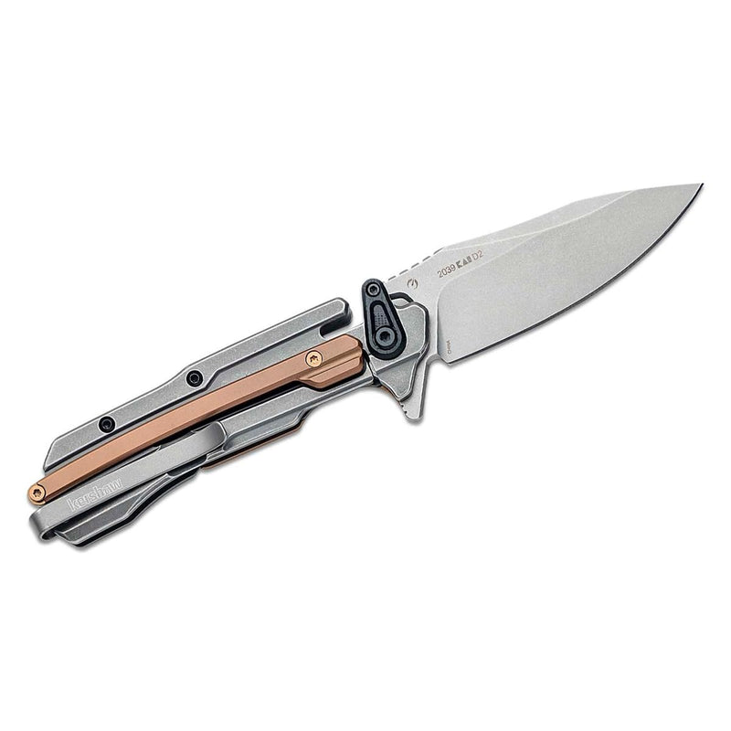 Frontrunner Kershaw Folding Pocket Knife, Futuristic, Durable EDC, D2 Blade Steel, KVT Opening Mechanism, Pocketclip