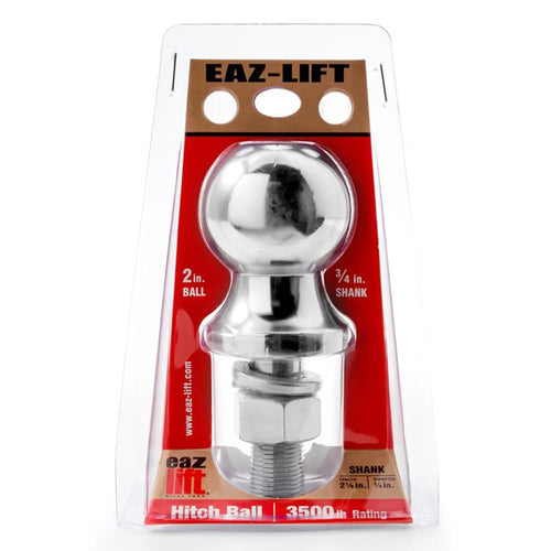 2" Eaz-Lift Hitch Ball with 3/4" Shank -Chrome Plated Heavy Duty Steel 3,500 lb Rating