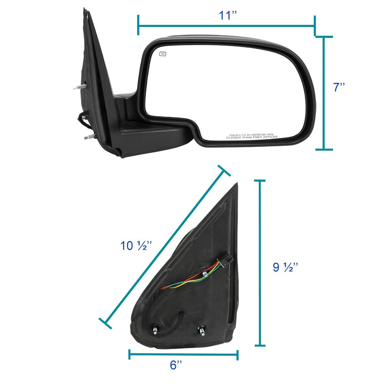 Spec-D Tuning Power Heated Right Passenger Side Manual Fold Mirror Compatible with 1999-2002 Chevy Silverado, GMC Sierra