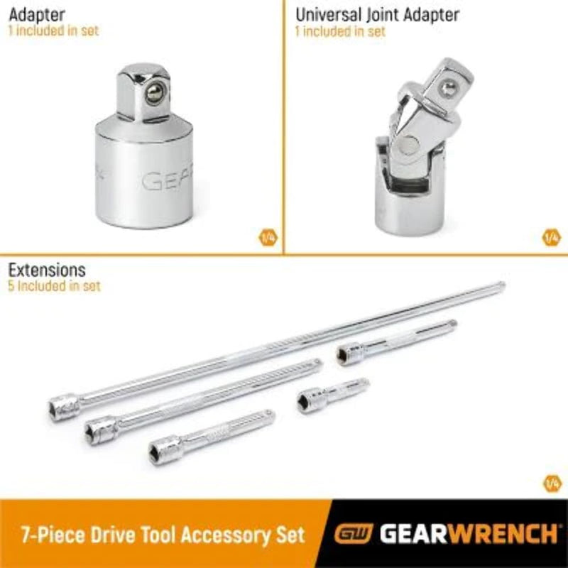 Set GEARWRENCH 1/4Dr Extensions Adp Uj 7Pc (86535)