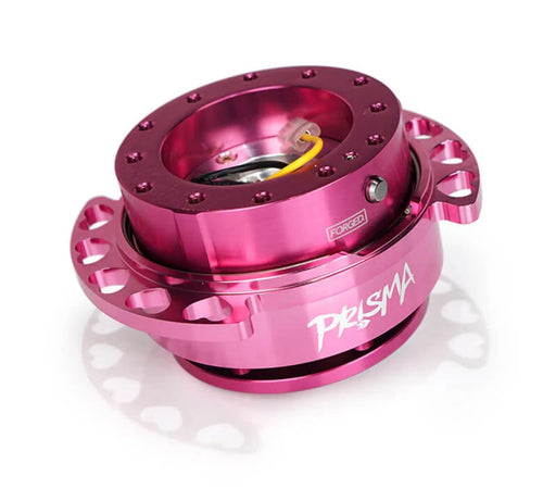 NRG Innovations Gen 2.0 NRG-SRK-222PK-PK Steering Wheel Quick Release Kit Adapter Pink Body/PinkHeart Cutout Ring 6x70mm & 6x74mm Bolt Pattern