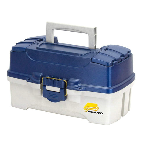 2-Tray Plano Tackle Box with Dual Top Access, Blue Metallic/Off White, Premium Tackle Storage, 620206, One Size
