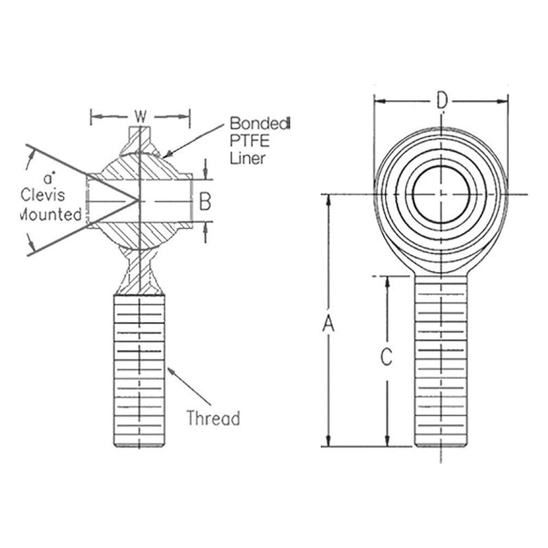 PCYML8-10T QA1 Joint Rod End (1/2in x 5/8in LH High Misalignment)