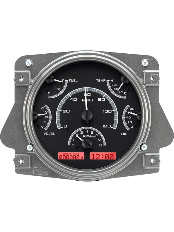Dakota Digital VHX-66F-BRO-K-R Gauge System Analog Dash Compatible with Ford 1966-77 Bronco Black Alloy Red