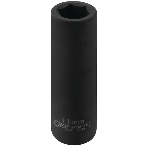 3/8-Inch Performance Tool M951 11mm Deep Wall Impact Socket for Heavy-Duty Fastening Jobs with Superior Torque Transfer and Longevity