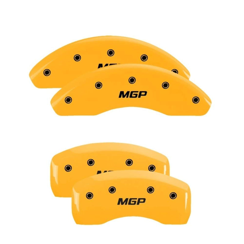 MGP Yellow Powder Coat Finish Caliper Covers 28187SMGPYL, Black Characters, Set of 4