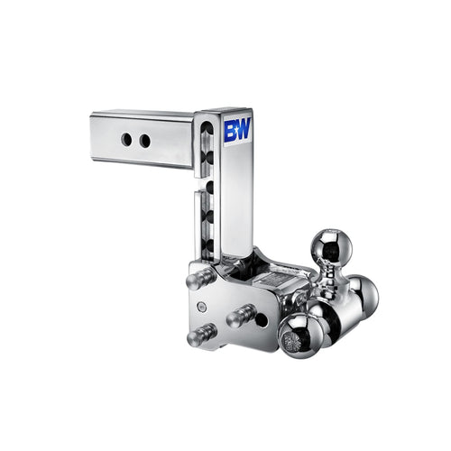 B&W Trailer Hitches Tow & Stow Chrome Adjustable Trailer Hitch Ball Mount - Fits 2.5" Receiver, Tri-Ball (1-7/8" x 2" x 2-5/16"), 7" Drop, 18,000 GTW - TS20049C