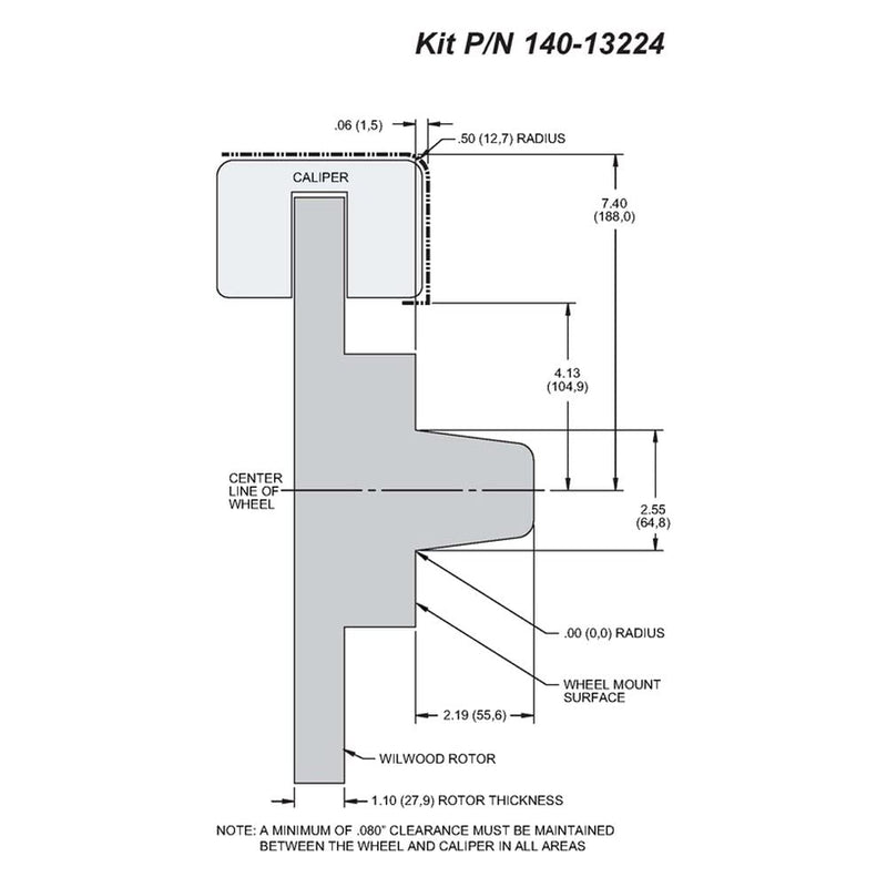 Front Hub Kit FNSL6R, 12.88", Drill, Pol