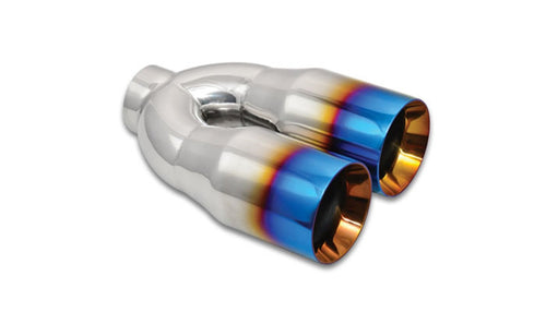 Vibrant Performance 2.5" Id Dual 3.5" Od Round Ss Tips 1339B (Double Wall, Straight Cut) With Burnt Blue Finish