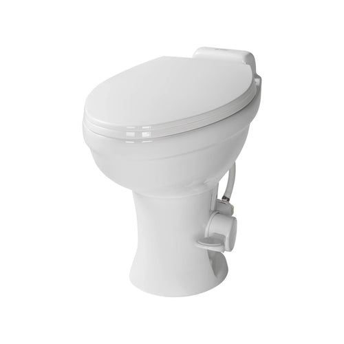 Lippert RV Toilet Flow Max with Elongated Ceramic Bowl, 18" Standard Profile, Full-Size Residential Seat, Easy-Close Lid, Efficient Flush - 2022113192