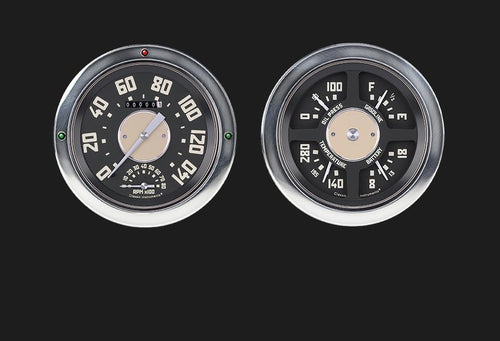 Classic Instruments OE Series CT54OE62-LS Direct Fit Gauge Package LS Swap 4 5/8"" Speedometer with Built-in Tach and Quad Gauge Fits 1954-1955 Chevy Truck