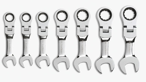 7 Pc. GEARWRENCH 12 Pt. Stubby Flex Head Ratcheting Combination Wrench Set, SAE - 9570
