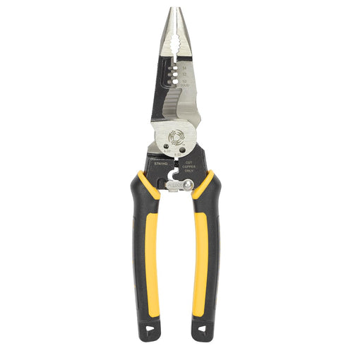 Southwire 7-In-1 Multi-Tool Plier S7N1HD: Shears 6-32 & 8-32 Bolts; Grips; Strips 10-14 AWG SOL & 12-16 AWG STR; Bolt spanner; Bolt shears; Crimper; Reamer; Heavy Duty Forged Steel